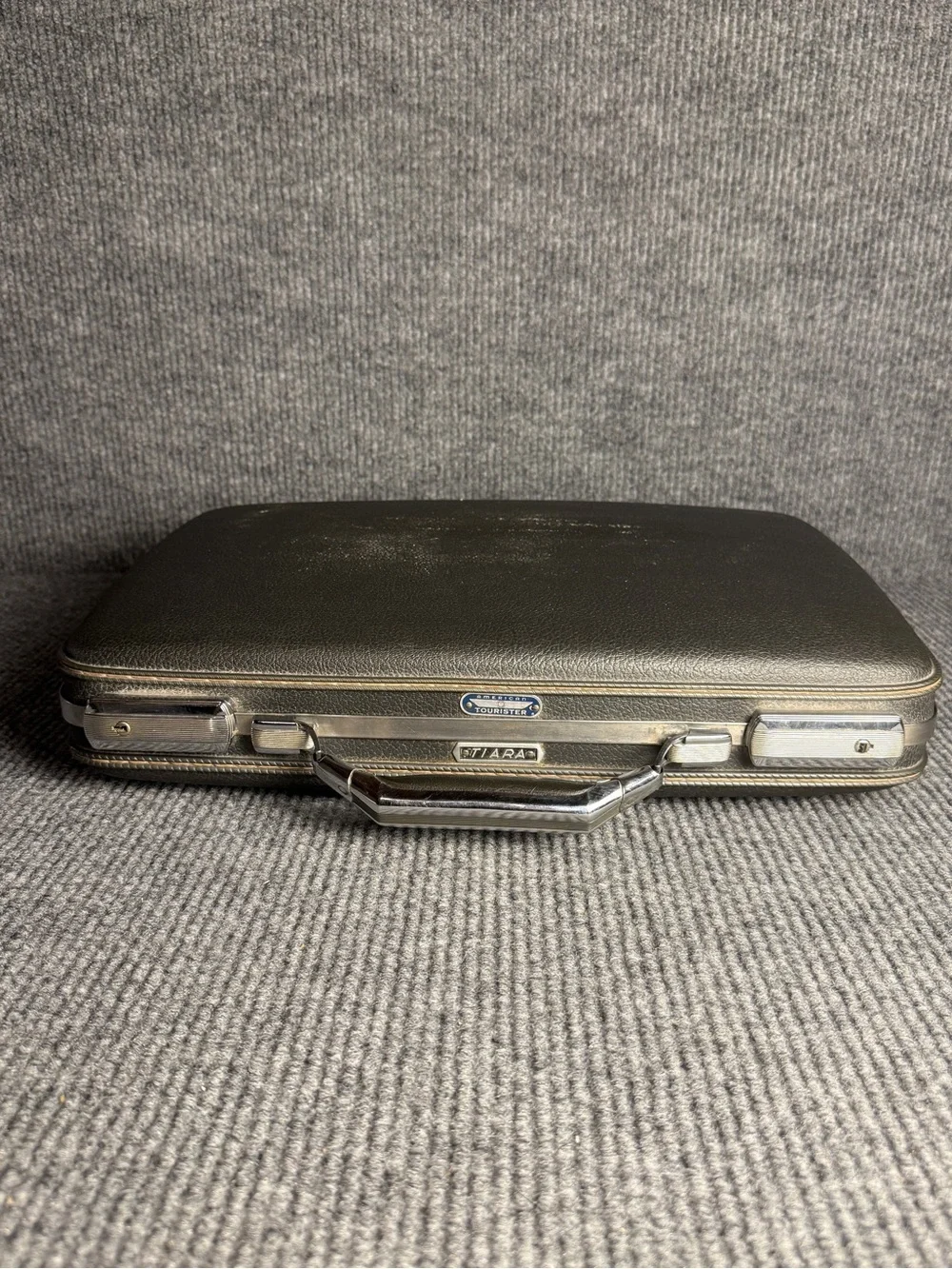 Vintage American Tourister Tiara Hardshell Briefcase Attache Case Charcoal Gray